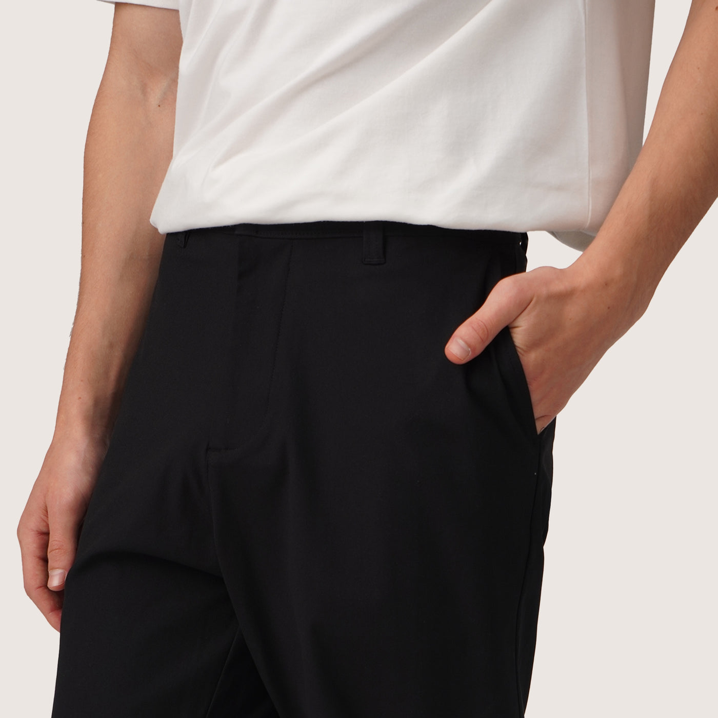 Regular Fit Twill Trousers With Straight Pockets