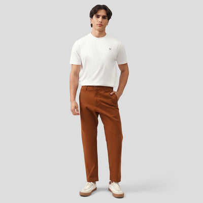 Regular Fit Twill Trousers With Straight Pockets