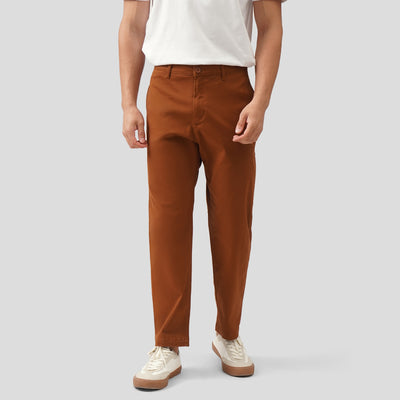 Regular Fit Twill Trousers With Straight Pockets