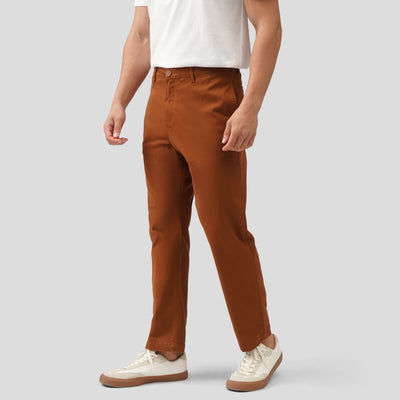 Regular Fit Twill Trousers With Straight Pockets