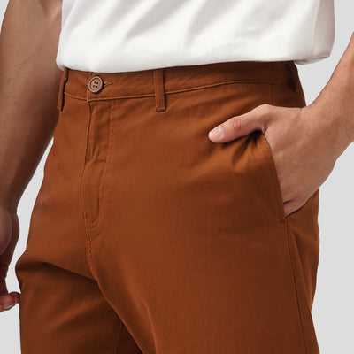 Regular Fit Twill Trousers With Straight Pockets