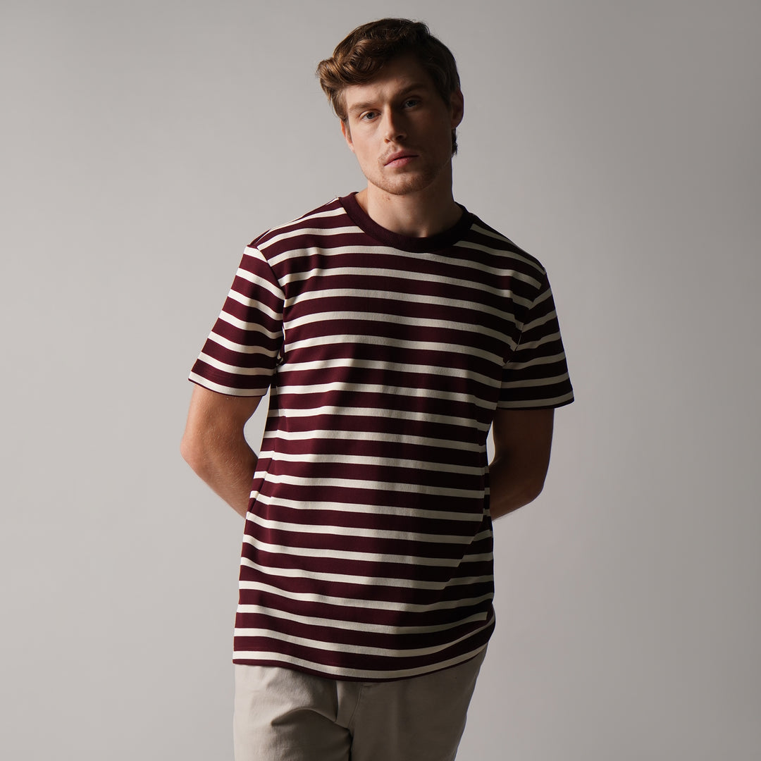 Regular Fit Striped T-Shirt In Textured Knit