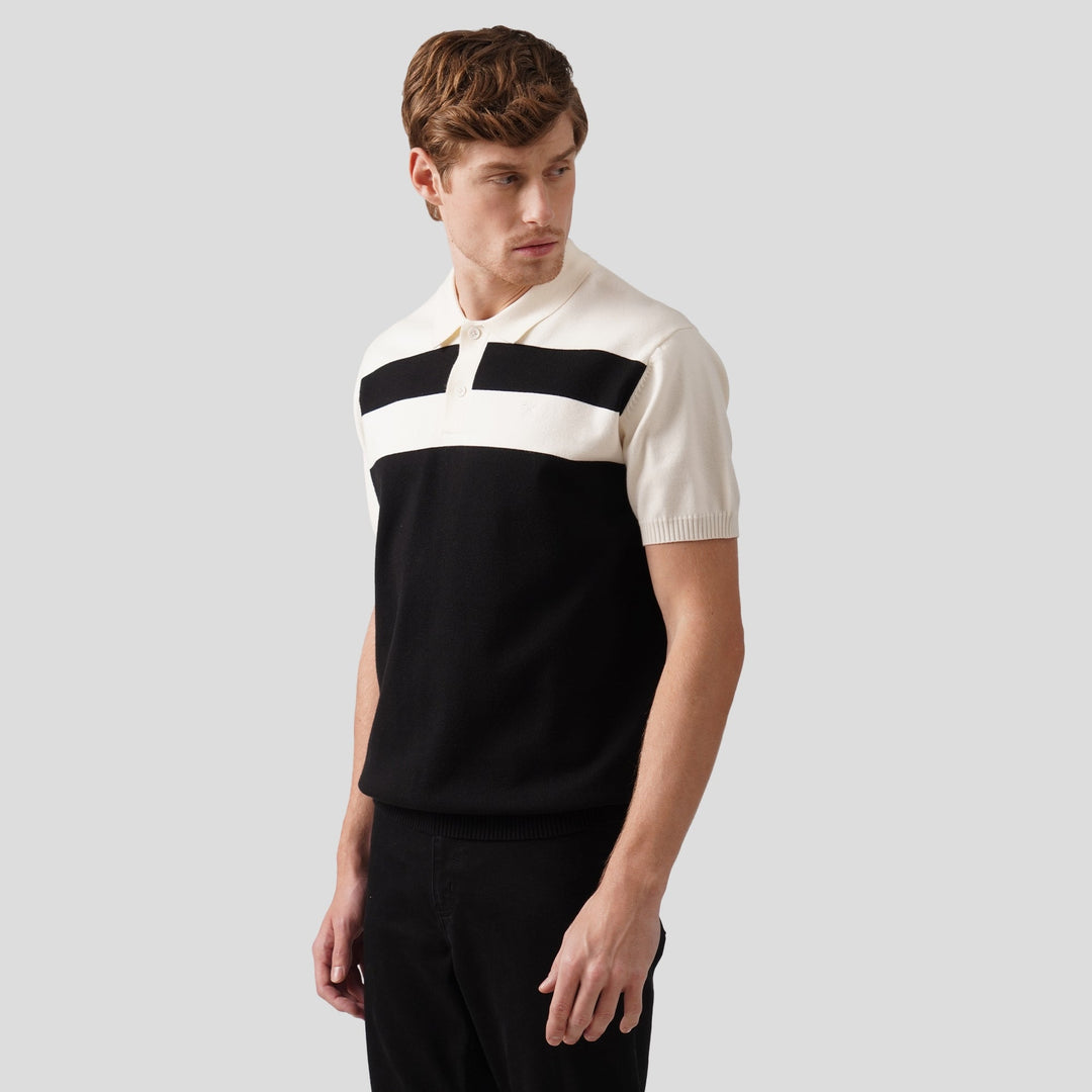 Regular Fit Color-Block Polo Shirt In Flat Knit