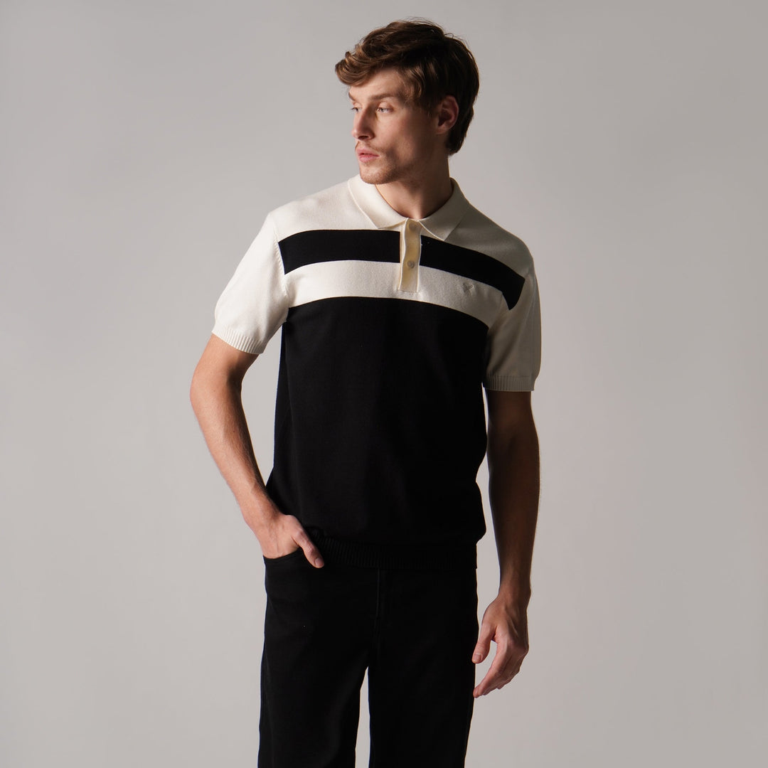 Regular Fit Color-Block Polo Shirt In Flat Knit