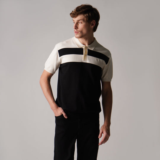 Regular Fit Color-Block Polo Shirt In Flat Knit