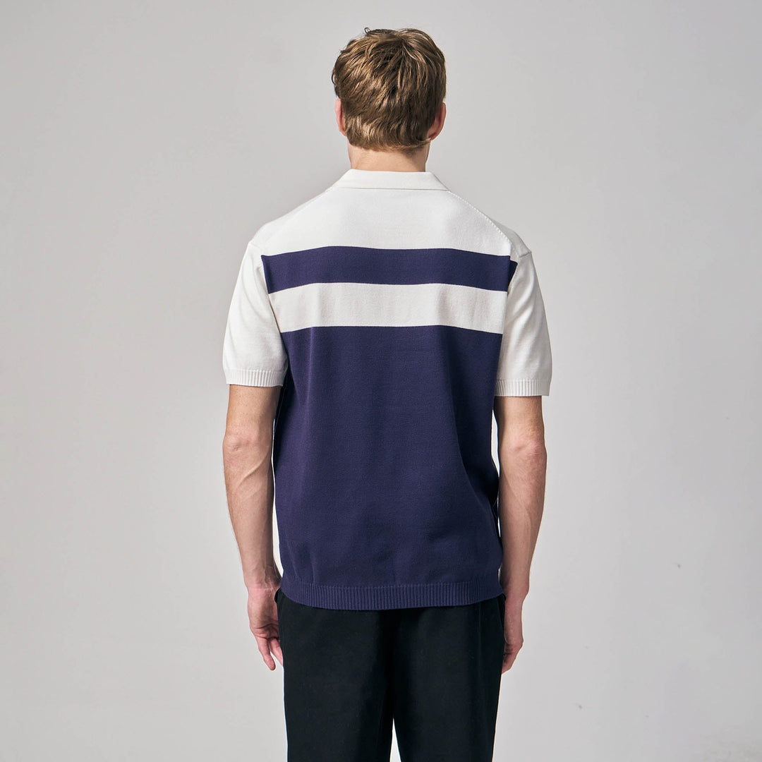 Regular Fit Color-Block Polo Shirt In Flat Knit