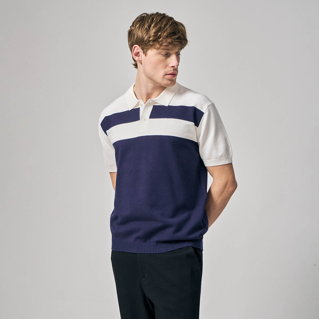 Regular Fit Color-Block Polo Shirt In Flat Knit