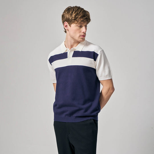 Regular Fit Color-Block Polo Shirt In Flat Knit