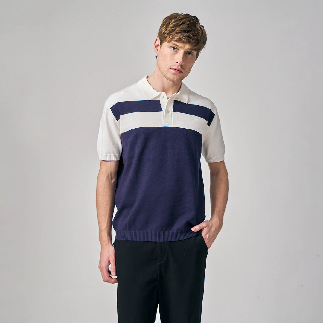 Regular Fit Color-Block Polo Shirt In Flat Knit