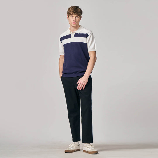 Regular Fit Color-Block Polo Shirt In Flat Knit