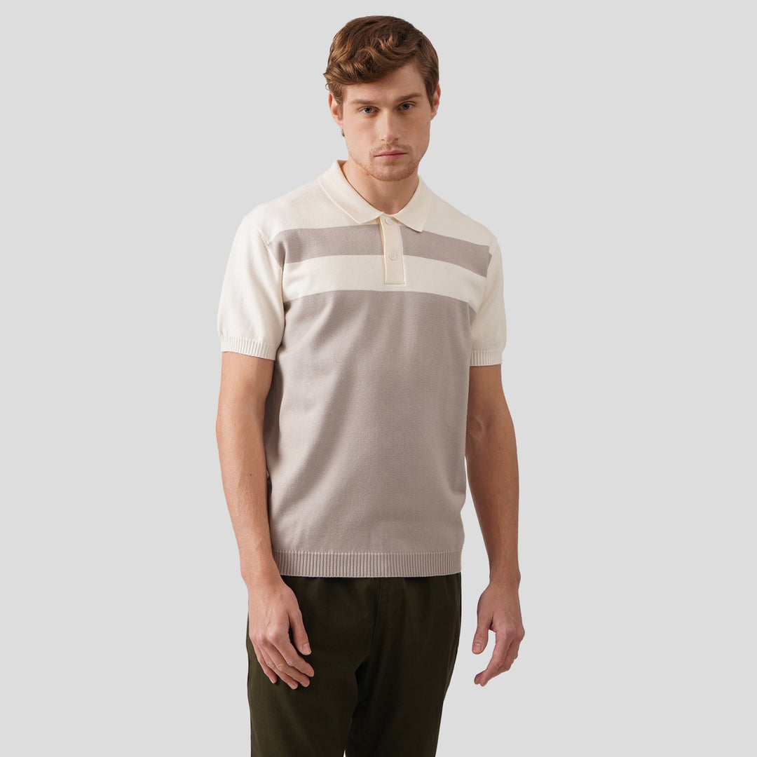 Regular Fit Color-Block Polo Shirt In Flat Knit