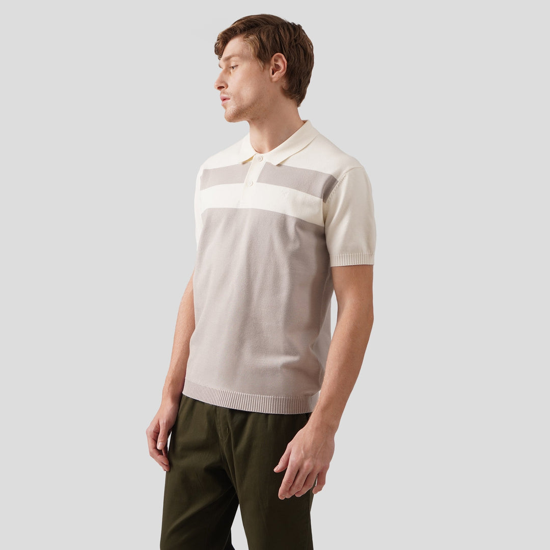 Regular Fit Color-Block Polo Shirt In Flat Knit