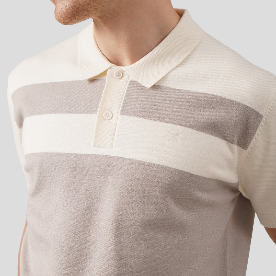 Regular Fit Color-Block Polo Shirt In Flat Knit