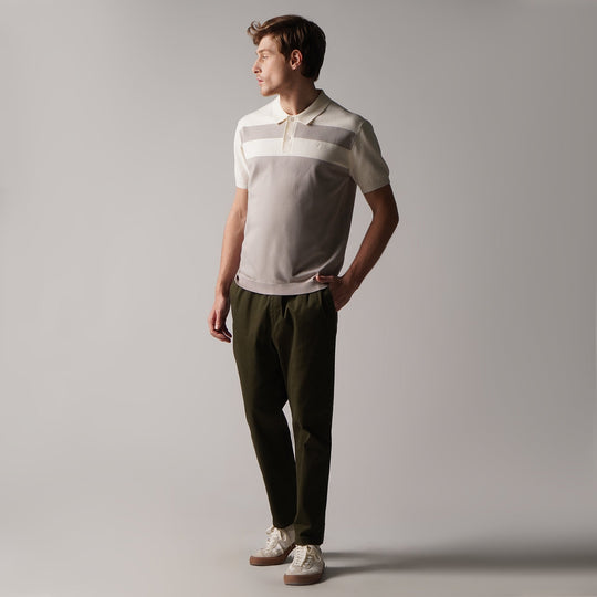 Regular Fit Color-Block Polo Shirt In Flat Knit