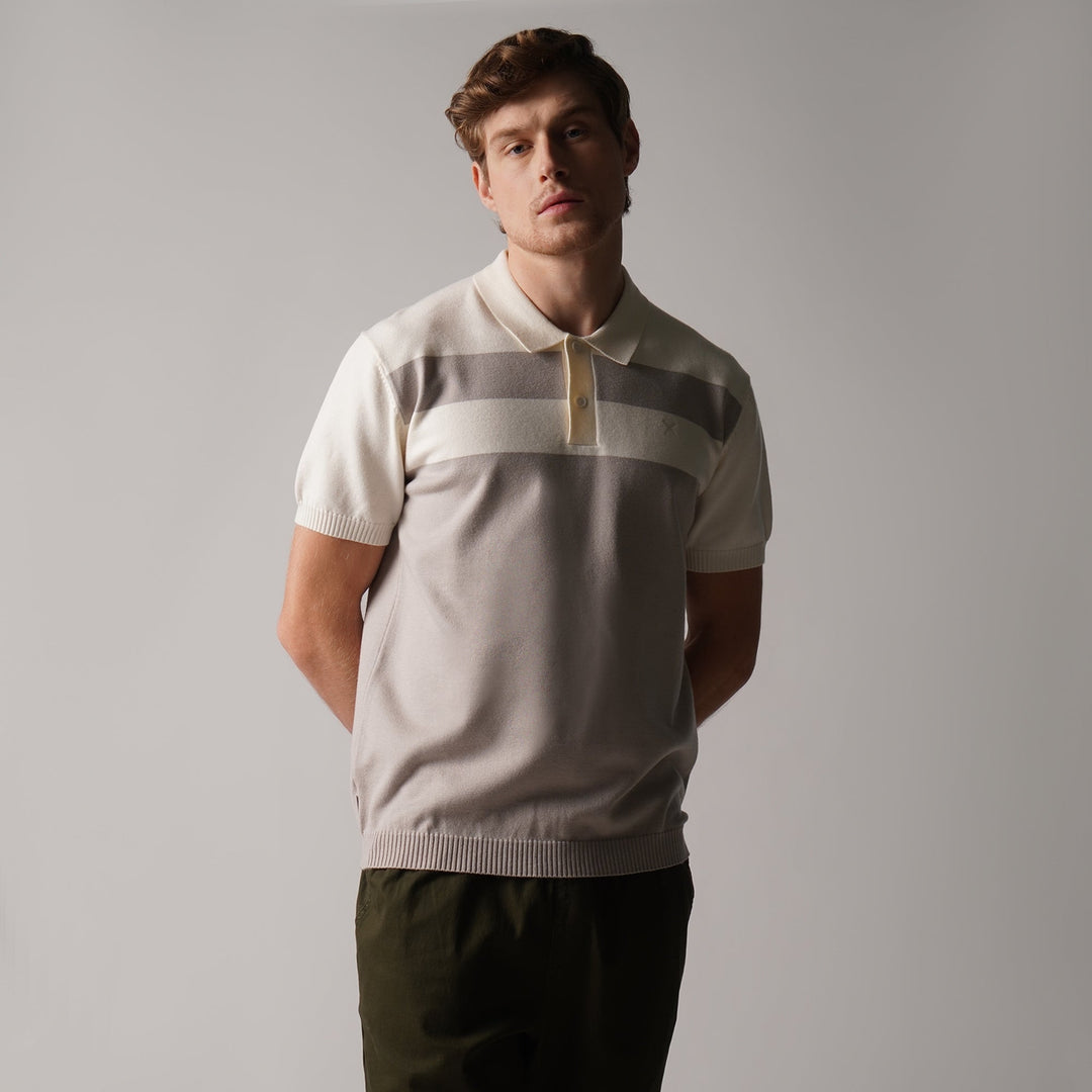 Regular Fit Color-Block Polo Shirt In Flat Knit