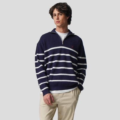 Quarter Zip Pullover In Stripes