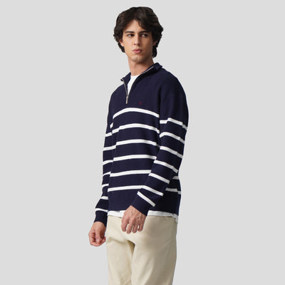 Quarter Zip Pullover In Stripes