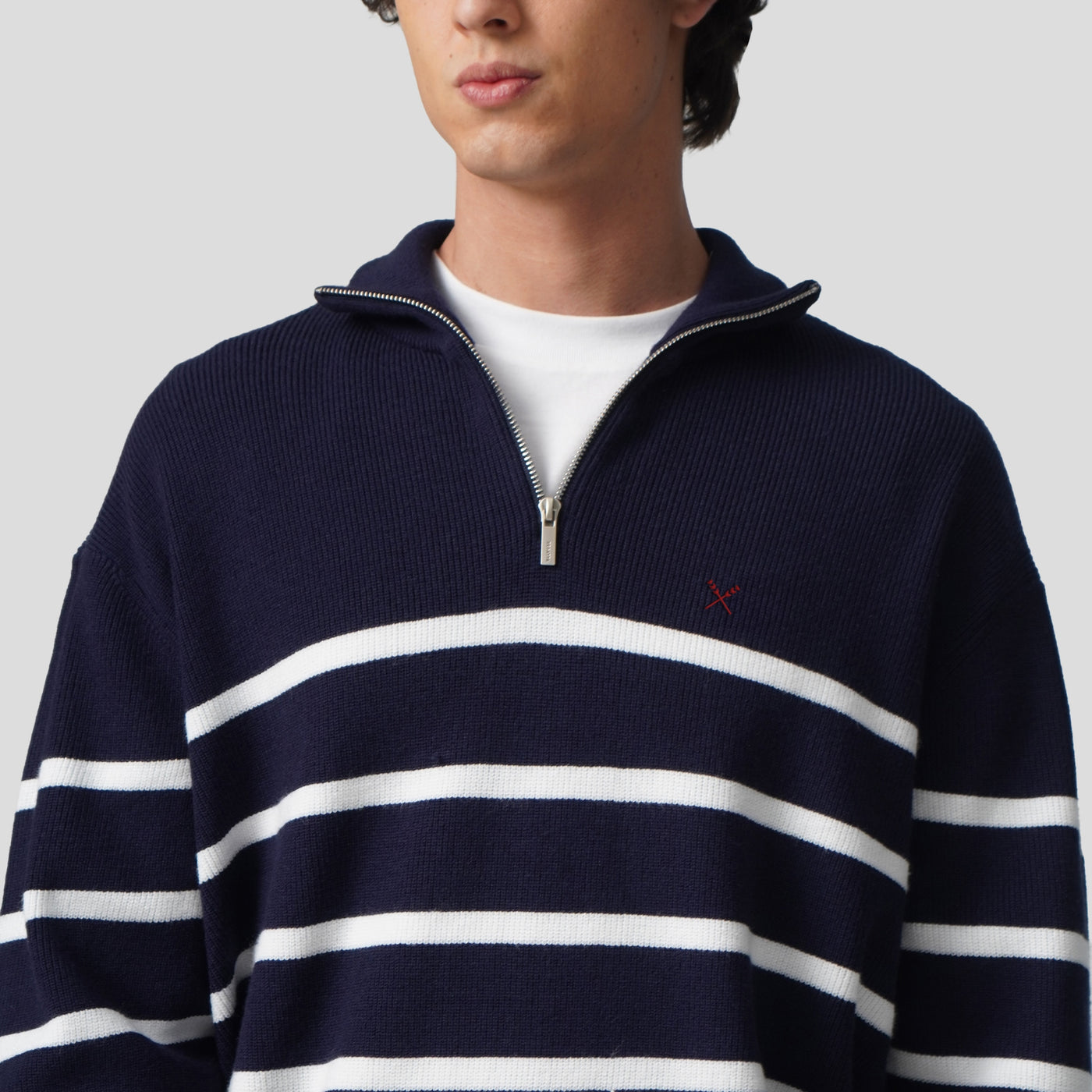 Quarter Zip Pullover In Stripes