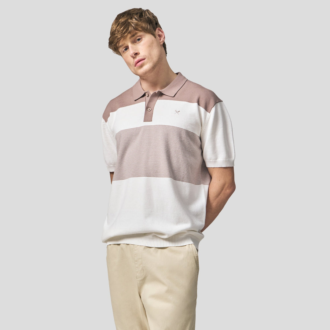 Regular Fit Color-Block Polo Shirt In Flat Knit