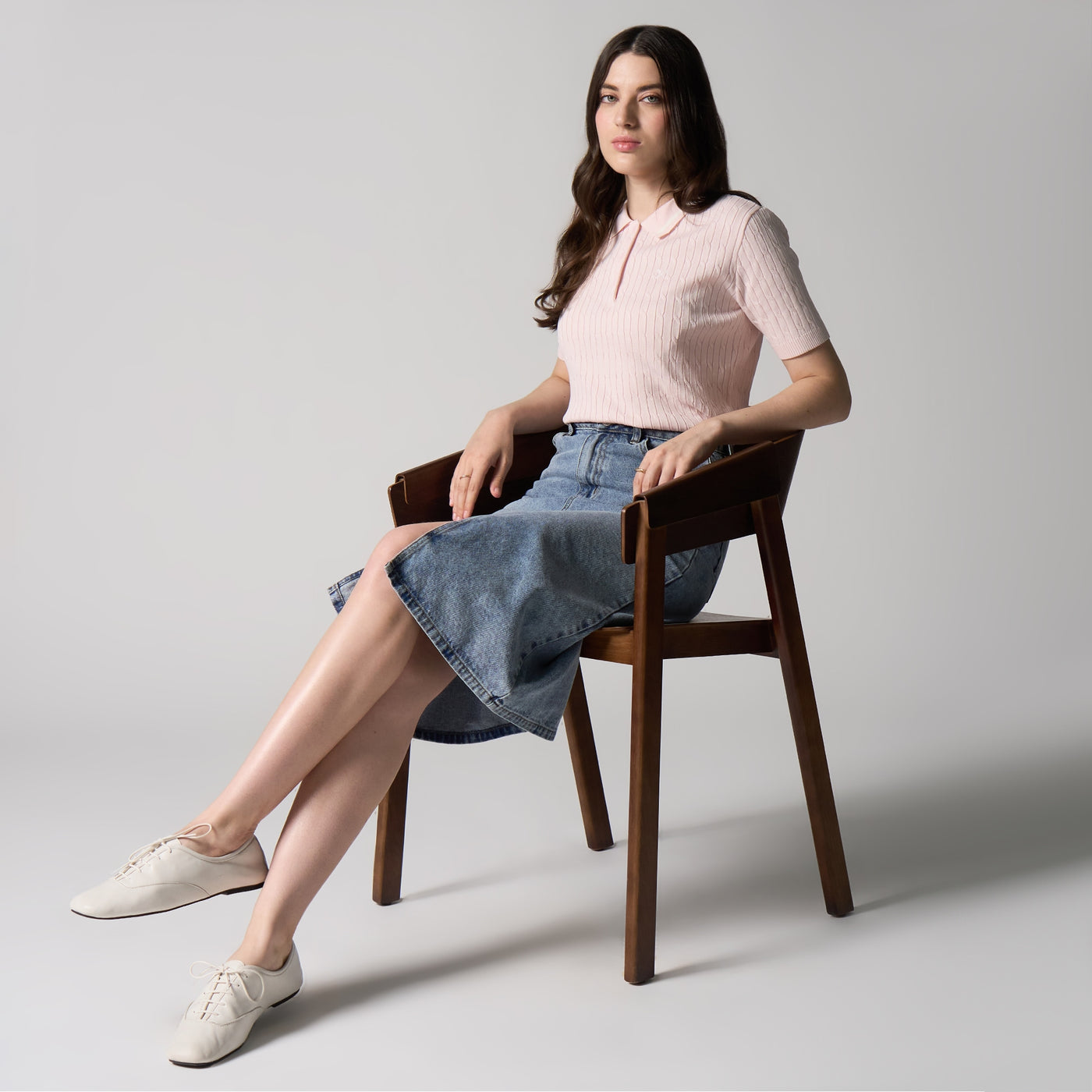 Cable Knit Polo With Contrast Tipping Detail