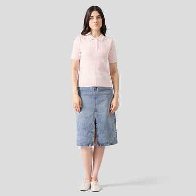 Cable Knit Polo With Contrast Tipping Detail