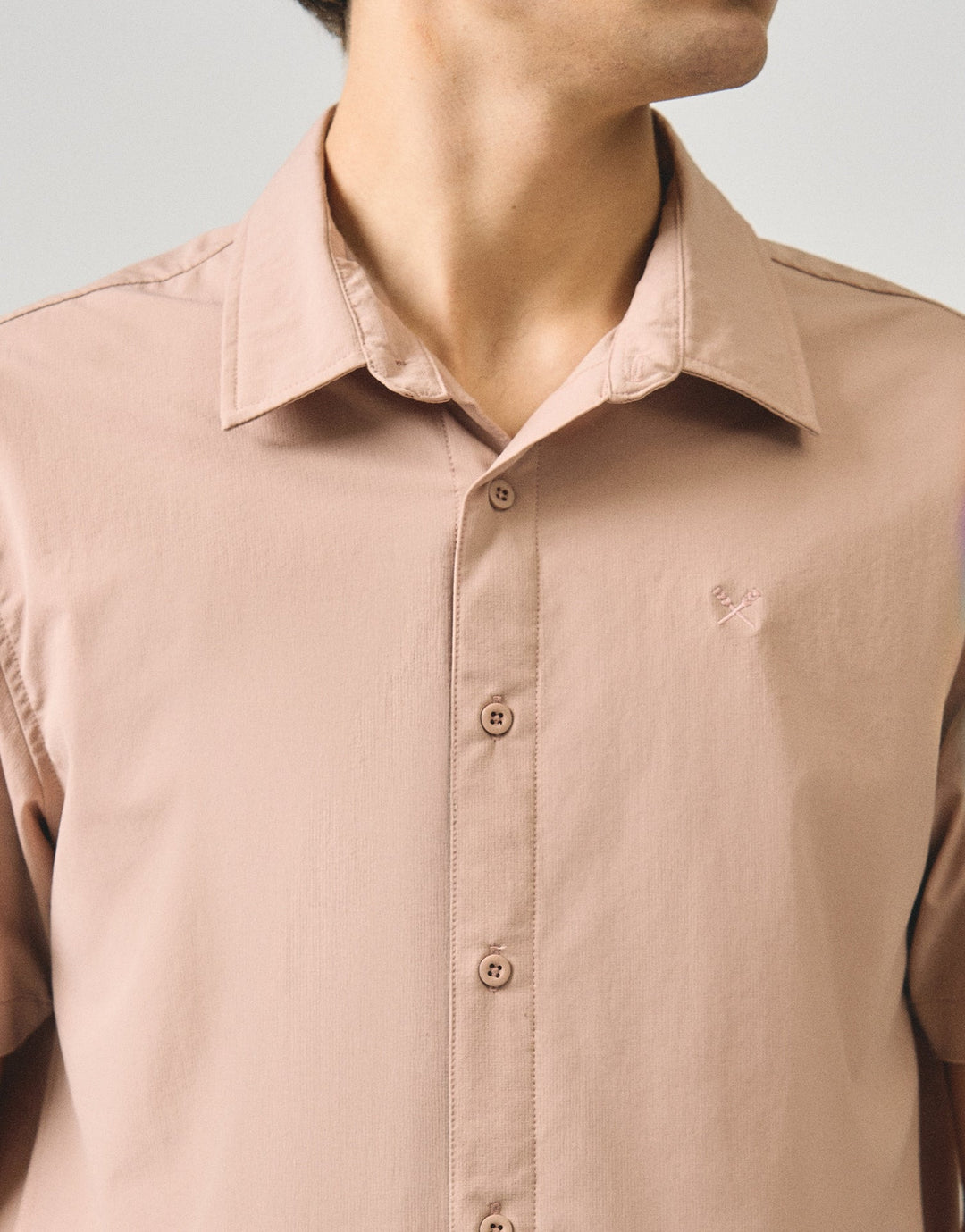 Regular Fit Short Sleeve Shirt In Stretch Woven Fabric