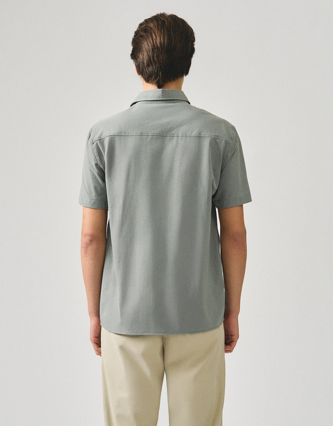 Regular Fit Short Sleeve Shirt In Stretch Woven Fabric
