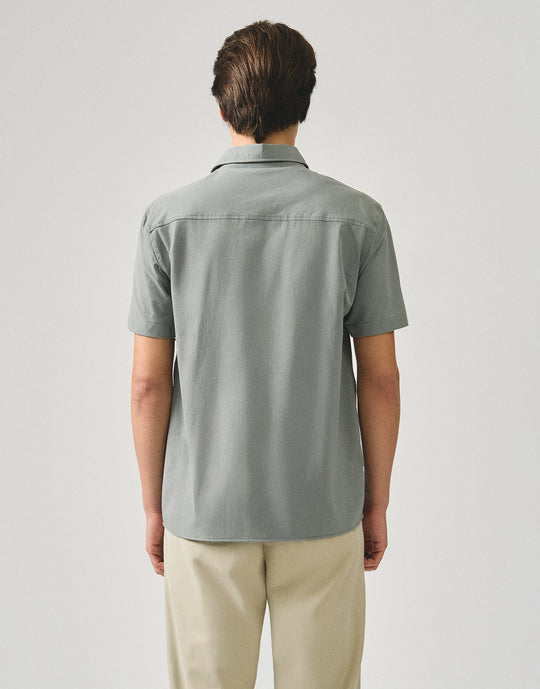 Regular Fit Short Sleeve Shirt In Stretch Woven Fabric