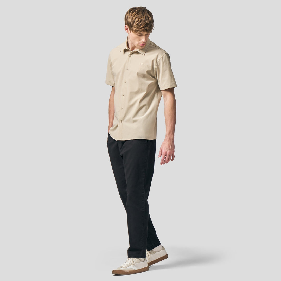 Regular Fit Short Sleeve Shirt In Stretch Woven Fabric