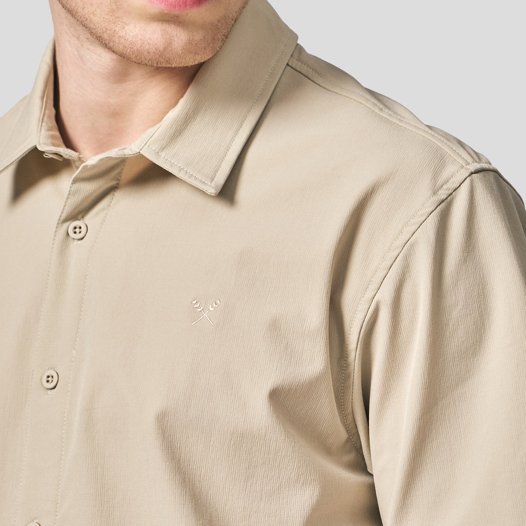 Regular Fit Short Sleeve Shirt In Stretch Woven Fabric