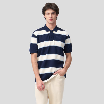 Regular Fit Striped Pique Polo