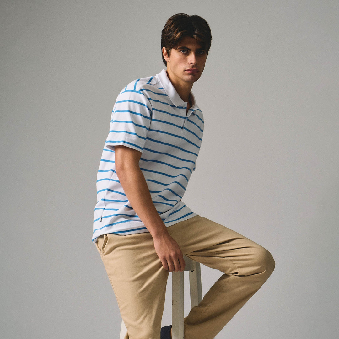 Regular Fit Striped Polo Shirt In Honeycomb Pique
