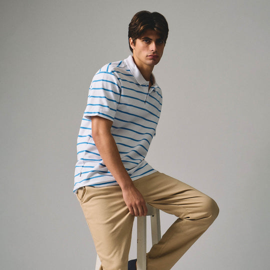 Regular Fit Striped Polo Shirt In Honeycomb Pique