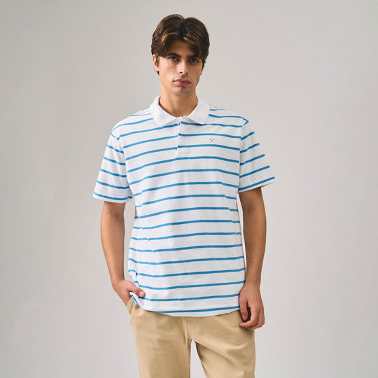 Regular Fit Striped Polo Shirt In Honeycomb Pique