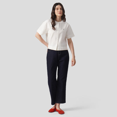 Short Sleeve Shirt With Band Collar