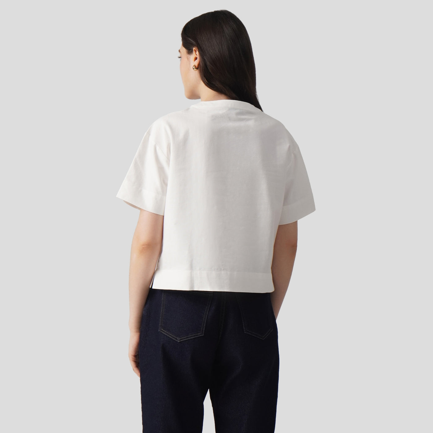 Short Sleeve Shirt With Band Collar