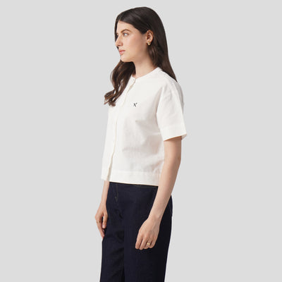 Short Sleeve Shirt With Band Collar