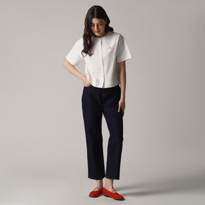 Short Sleeve Shirt With Band Collar