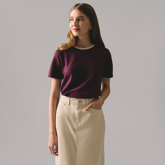 Soft Pique T-Shirt With Tipping