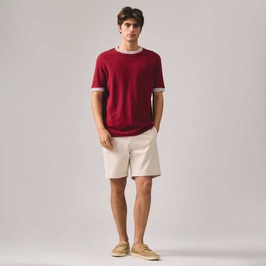 Regular Fit T-Shirt With Multiple Contrast Tipping Detail In Textured Knit