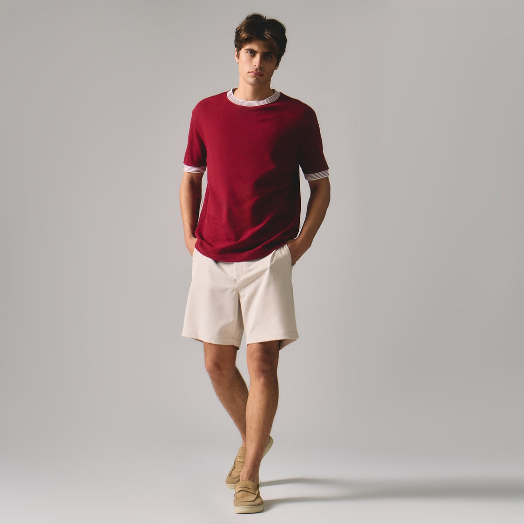 Regular Fit T-Shirt With Multiple Contrast Tipping Detail In Textured Knit