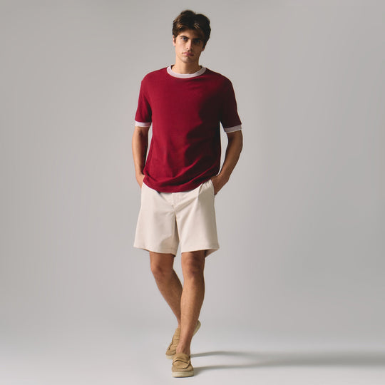 Regular Fit T-Shirt With Multiple Contrast Tipping Detail In Textured Knit