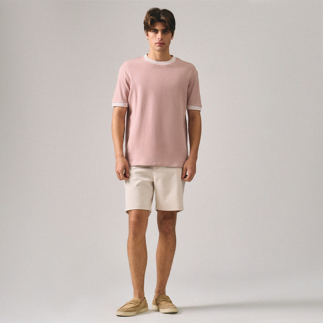 Regular Fit T-Shirt With Multiple Contrast Tipping Detail In Textured Knit