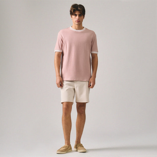 Regular Fit T-Shirt With Multiple Contrast Tipping Detail In Textured Knit