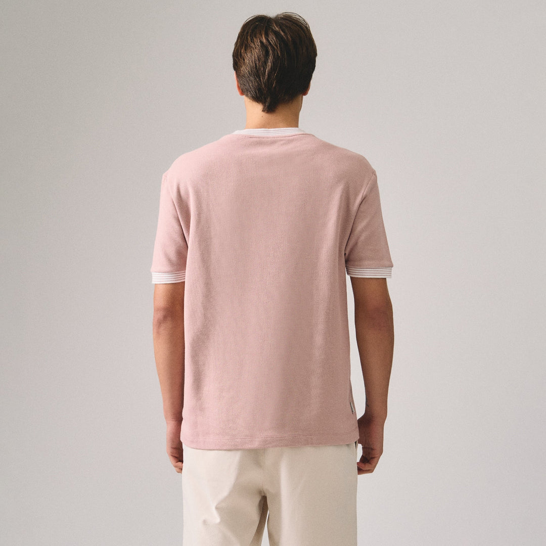 Regular Fit T-Shirt With Multiple Contrast Tipping Detail In Textured Knit