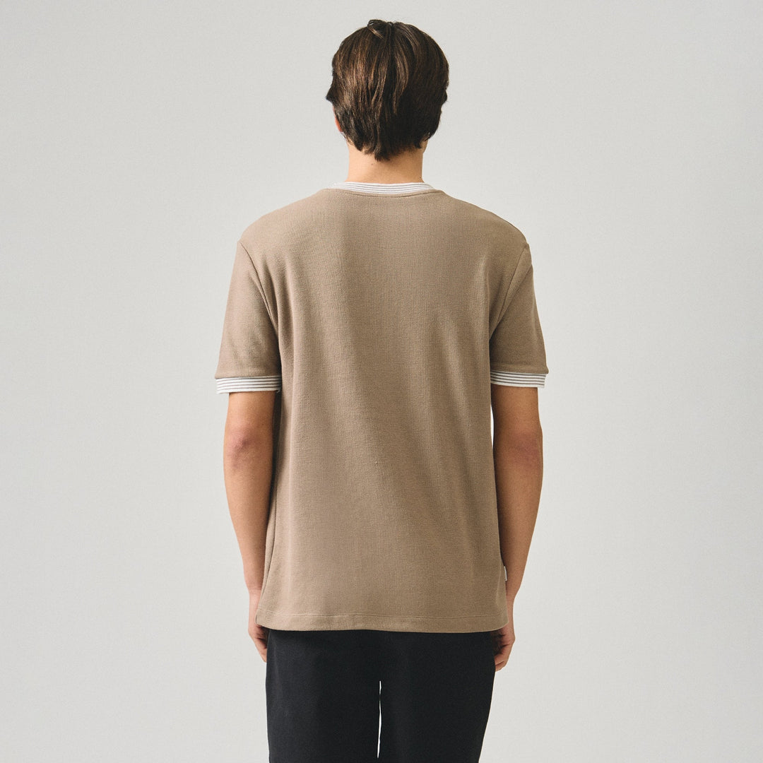 Regular Fit T-Shirt With Multiple Contrast Tipping Detail In Textured Knit
