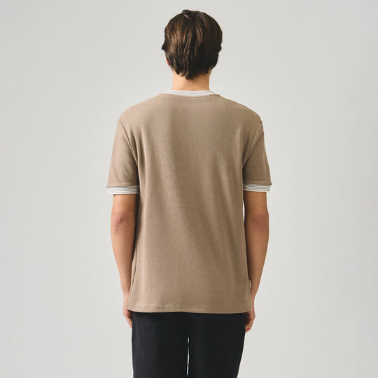 Regular Fit T-Shirt With Multiple Contrast Tipping Detail In Textured Knit