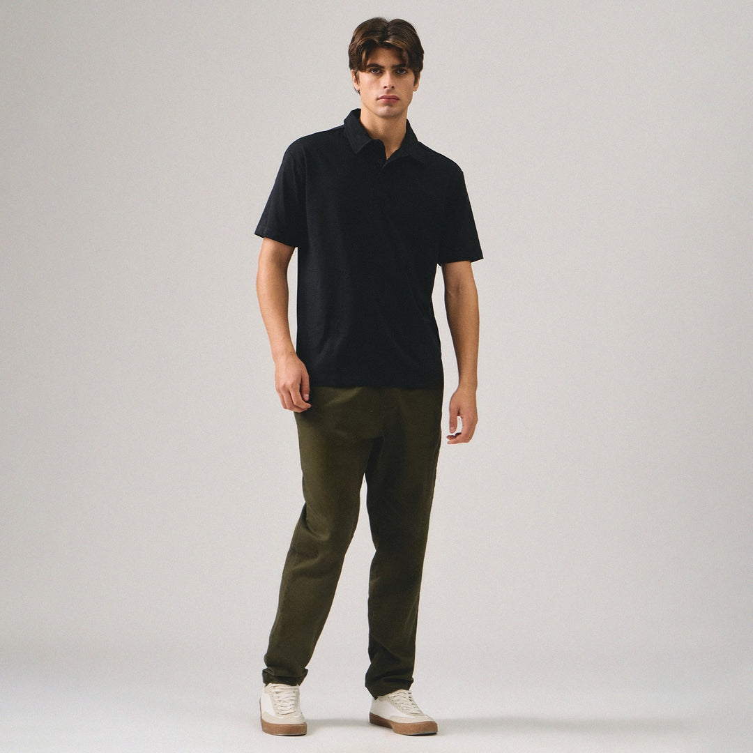 Regular Fit Polo Shirt With Self-Fabric Collar In Sorona