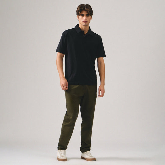 Regular Fit Polo Shirt With Self-Fabric Collar In Sorona
