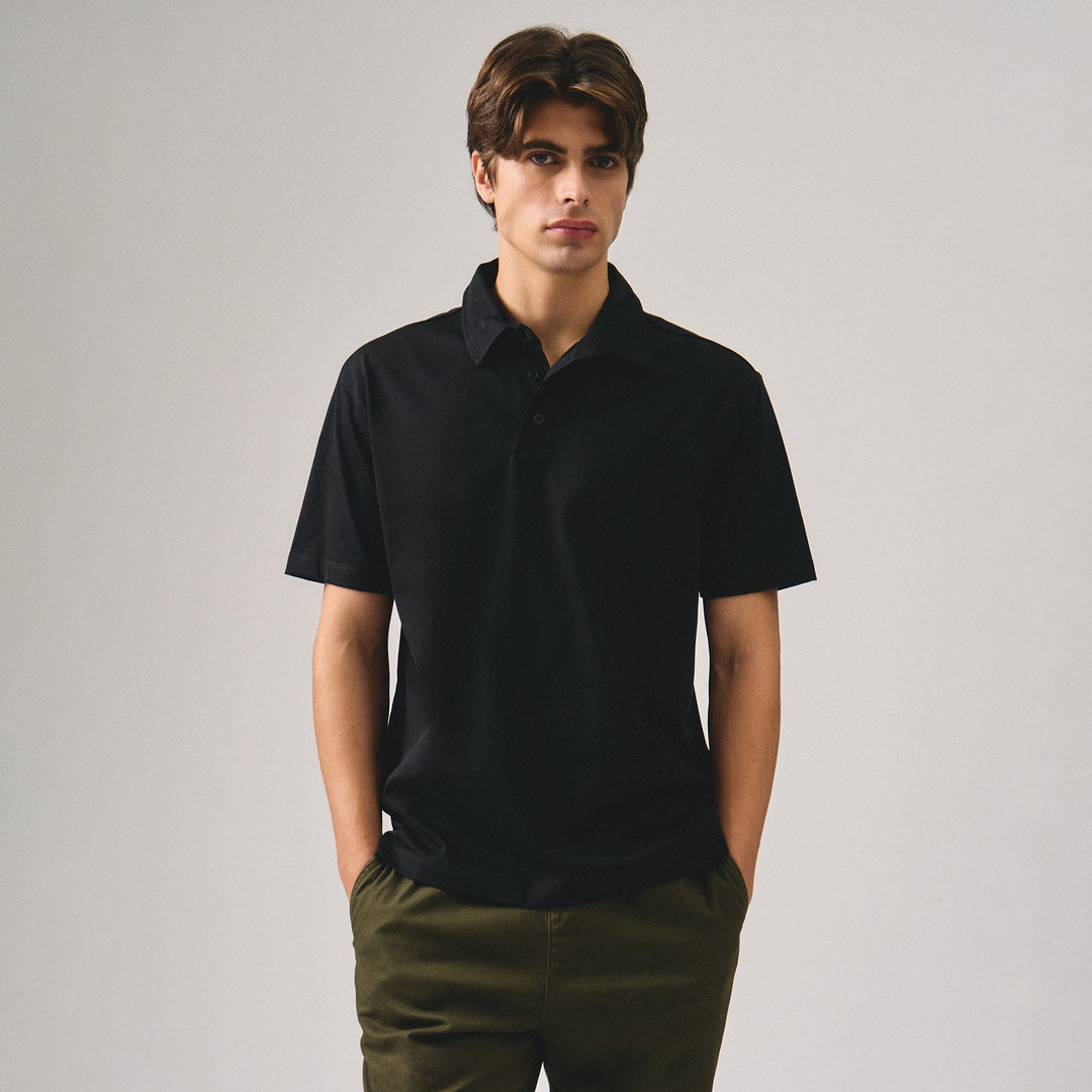 Regular Fit Polo Shirt With Self-Fabric Collar In Sorona